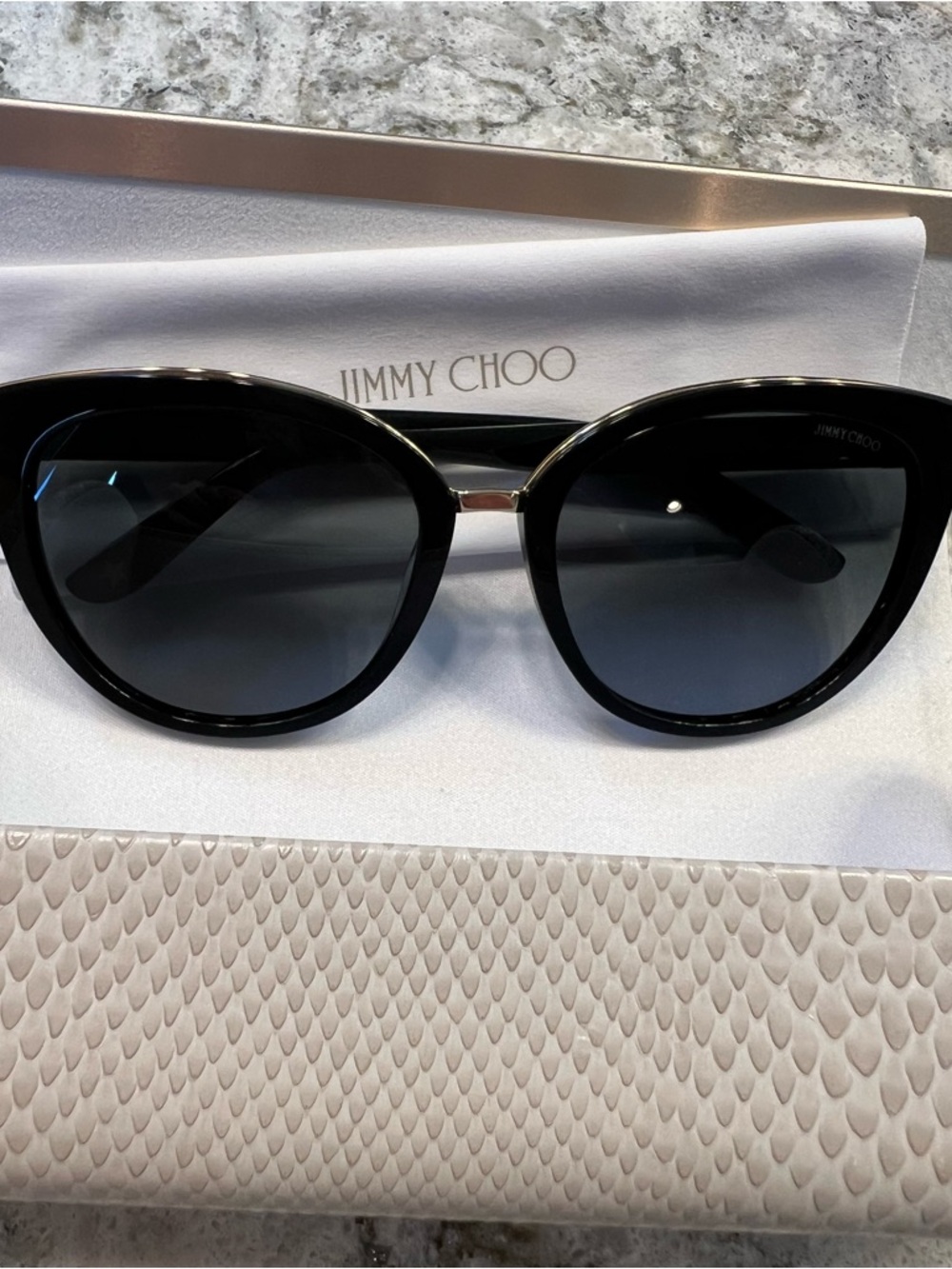 Jimmy Choo Dana Black Oversized Cat-Eye Sunglasses